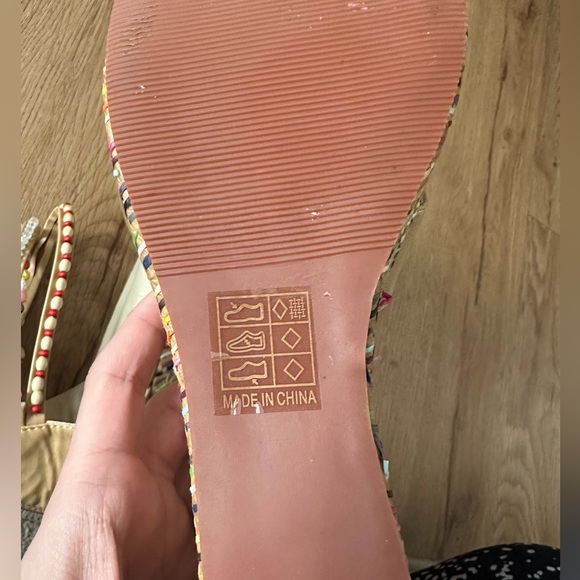 Cute wedge beaded colorful threaded pattern shoes - Picture 12 of 16